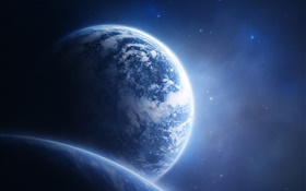 Planetas azuis e espaço azul HD Papéis de Parede