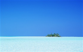 Mar azul, ilha, céu, Maldives