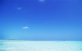 Mar azul, cais, Maldives