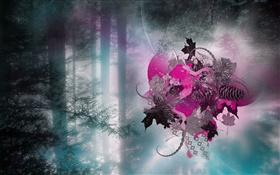 coração quebrado na floresta, design criativo HD Papéis de Parede