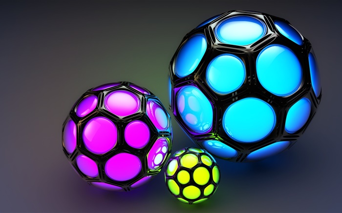 Celulares bolas coloridas, parecem futebol, imagens 3D Papéis de Parede, imagem