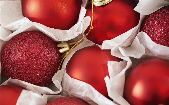 Bolas de Natal, decorações, vermelho Papéis de Parede, imagem