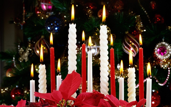 Natal, velas, luzes Papéis de Parede, imagem