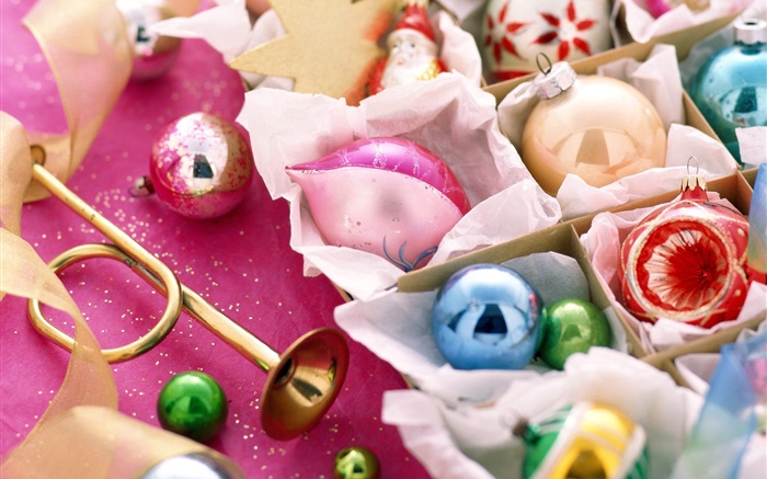 Decoração de Natal, bolas, fita Papéis de Parede, imagem