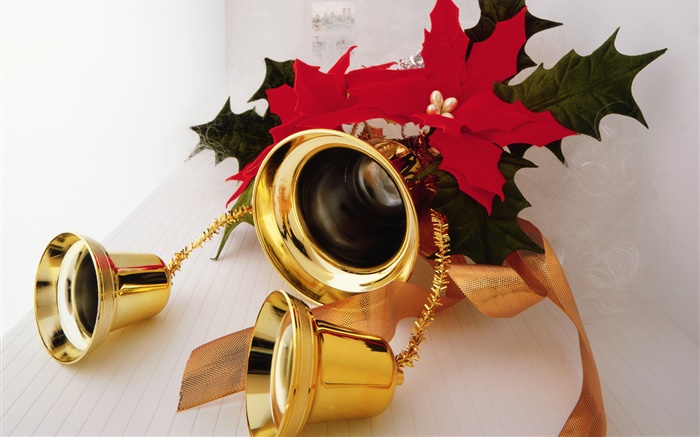 Natal, sinos cor do ouro Papéis de Parede, imagem