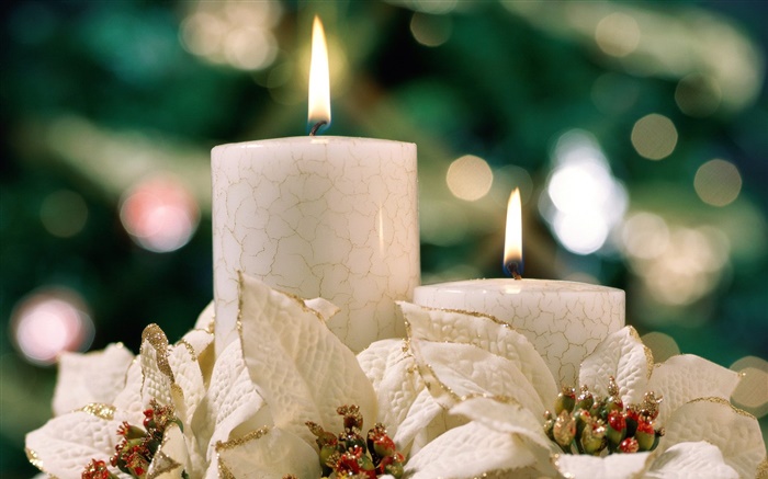 tema de Natal, velas brancas Papéis de Parede, imagem