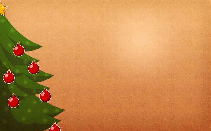 árvore de Natal, bolas vermelhas, fundo alaranjado Papéis de Parede, imagem