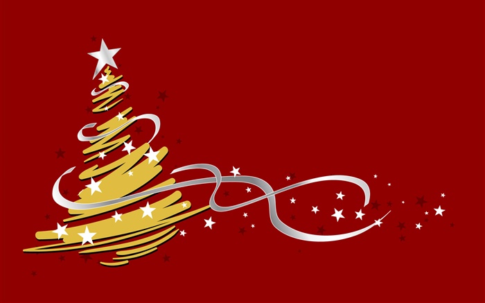 Árvore de Natal, estilo simples, fundo vermelho Papéis de Parede, imagem