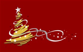 Árvore de Natal, estilo simples, fundo vermelho HD Papéis de Parede