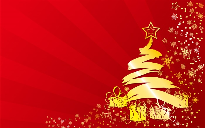 árvore de Natal, estrelas, presentes, cor de ouro, vetor imagens Papéis de Parede, imagem