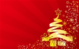 árvore de Natal, estrelas, presentes, cor de ouro, vetor imagens HD Papéis de Parede