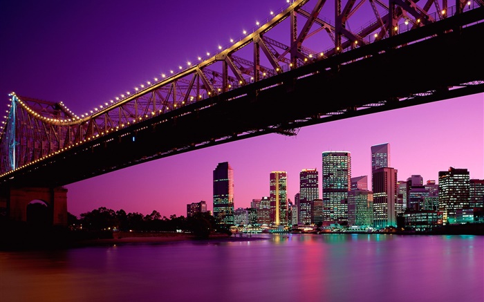 Cidade, ponte, construções, luzes, Austrália Papéis de Parede, imagem