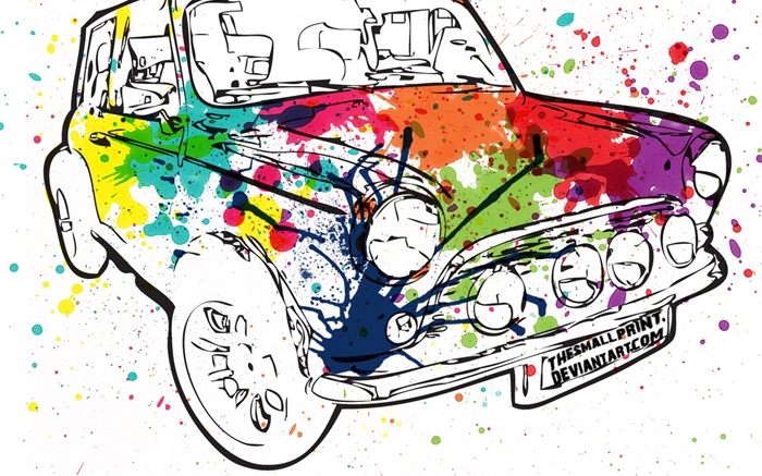 carro colorido pintura, design criativo Papéis de Parede, imagem