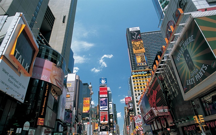 vista para a rua comercial, cidade, New York, EUA Papéis de Parede, imagem
