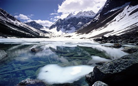 Consolação Lake, montanhas, neve, parque nacional de Banff, Alberta, Canadá HD Papéis de Parede