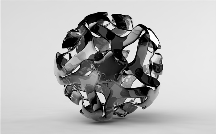 bola 3D criativo, branco e preto Papéis de Parede, imagem