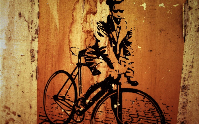 Pintura criativa, bicicleta, parede Papéis de Parede, imagem
