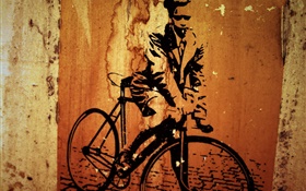 Pintura criativa, bicicleta, parede HD Papéis de Parede
