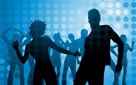 Dança pessoas, fundo azul, design vector imagens