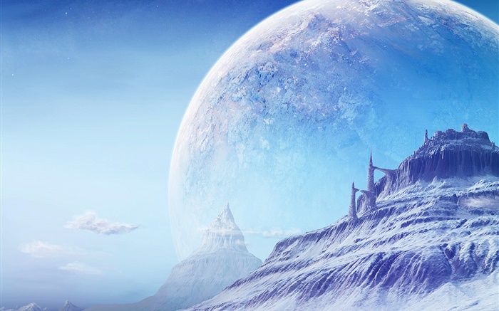 Dream World, espessa neve, montanhas, planeta Papéis de Parede, imagem