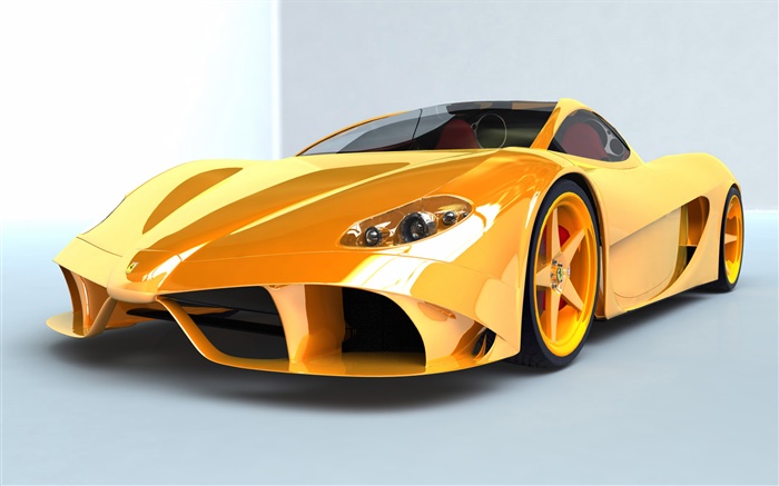 Ferrari vista frontal supercar amarelo Papéis de Parede, imagem