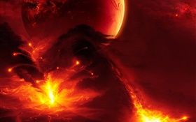 planeta de fogo, chamas em erupção
