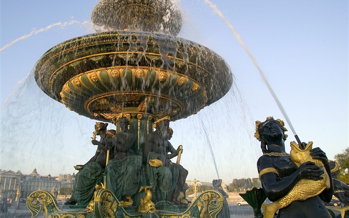 Fountain, respingos de água, cidade Papéis de Parede, imagem