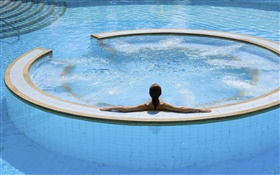 Menina, verão, piscina de natação HD Papéis de Parede
