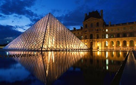 pirâmide de vidro, França, Louvre HD Papéis de Parede