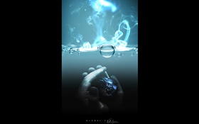 Fato Global, mãos, água, azul, design criativo HD Papéis de Parede