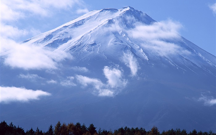 Grande montanha, Monte Fuji, nuvens, Japão Papéis de Parede, imagem