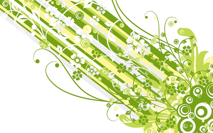 estilo, tiras, flores, design verde do vetor Papéis de Parede, imagem