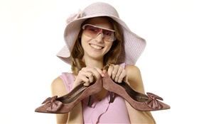 Menina feliz como seus sapatos HD Papéis de Parede