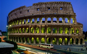 Itália Coliseu Romano, à noite HD Papéis de Parede