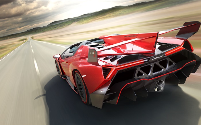 supercar vermelho Lamborghini, retrovisores, velocidade Papéis de Parede, imagem