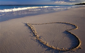 Amor corações, praia, mar HD Papéis de Parede
