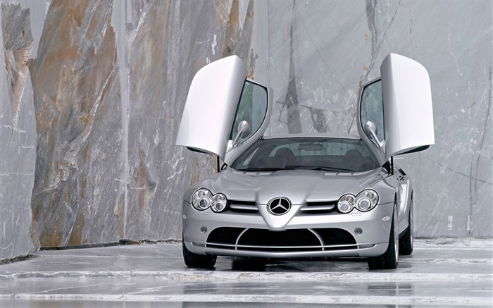 Mercedes-Benz portas do carro de prata aberto Papéis de Parede, imagem