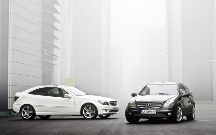 Mercedes-Benz carros brancos e negros Papéis de Parede, imagem