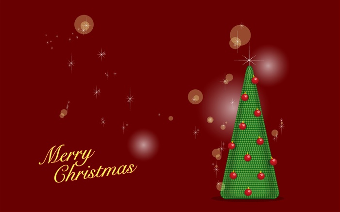 Feliz Natal, árvore verde, fundo vermelho, vetor Papéis de Parede, imagem