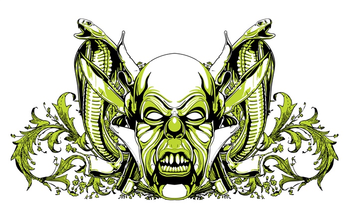 Monstro, cobra, verde estilo, design vector Papéis de Parede, imagem