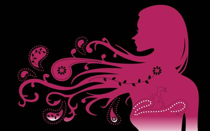 Menina do estilo do rosa, vôo do cabelo, vector design criativo Papéis de Parede, imagem