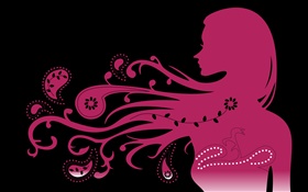 Menina do estilo do rosa, vôo do cabelo, vector design criativo HD Papéis de Parede