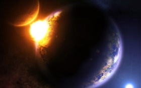 Planeta colisão, desastre do espaço HD Papéis de Parede