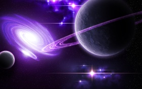 Planeta, anéis, nebulosa HD Papéis de Parede