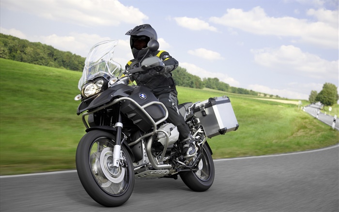 Montando BMW R1200 GS motocicleta preta Papéis de Parede, imagem