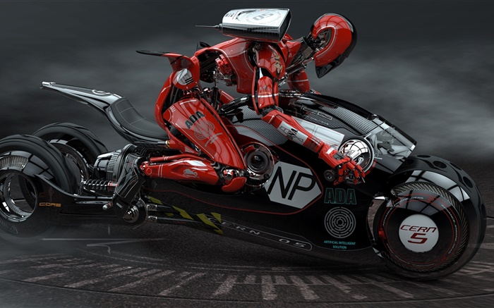 Robot conduzir a motocicleta, alta tecnologia Papéis de Parede, imagem