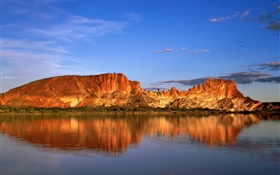 montanhas rochosas, lago, reflexão da água, Austrália HD Papéis de Parede