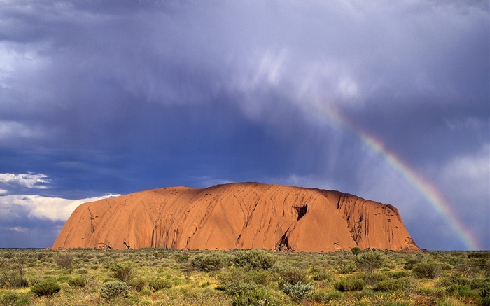 Rochas da montanha, grama, deserto, Austrália Papéis de Parede, imagem