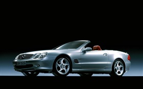 Prata Mercedes-Benz Opinião lateral do carro, fundo preto HD Papéis de Parede