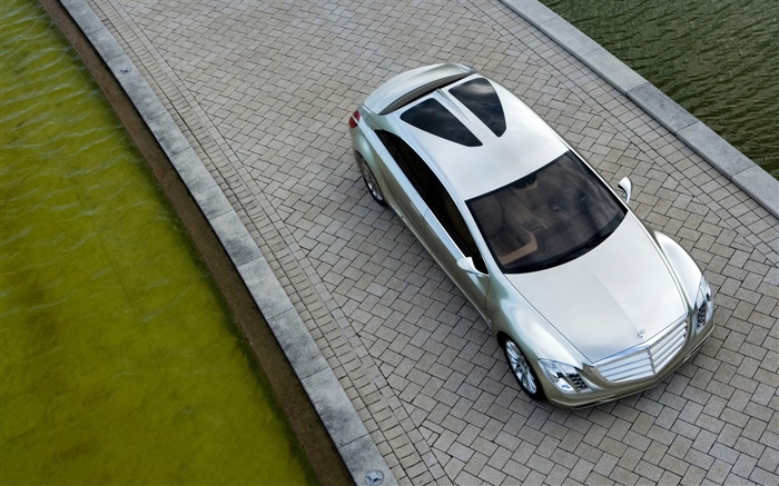 Prata Mercedes-Benz superior do carro vista Papéis de Parede, imagem